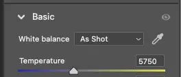 Photoshop white balance control panel